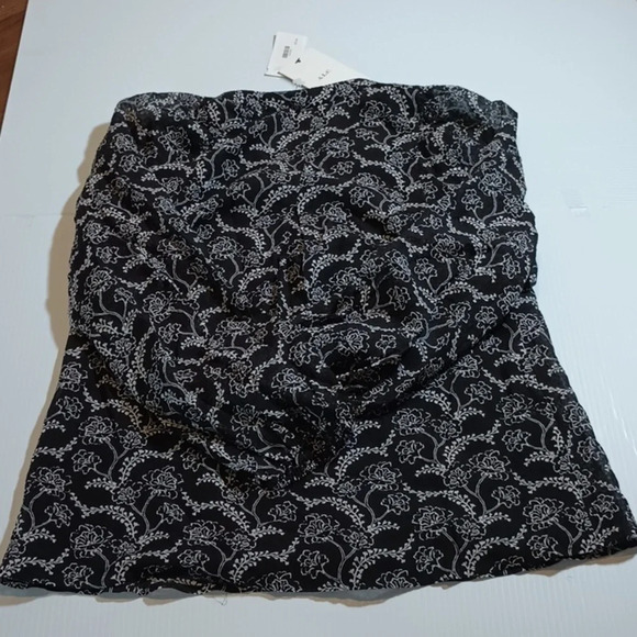 ALC Black Mad White Floral Double Lined Sheer Blouse A24 - Picture 6 of 6